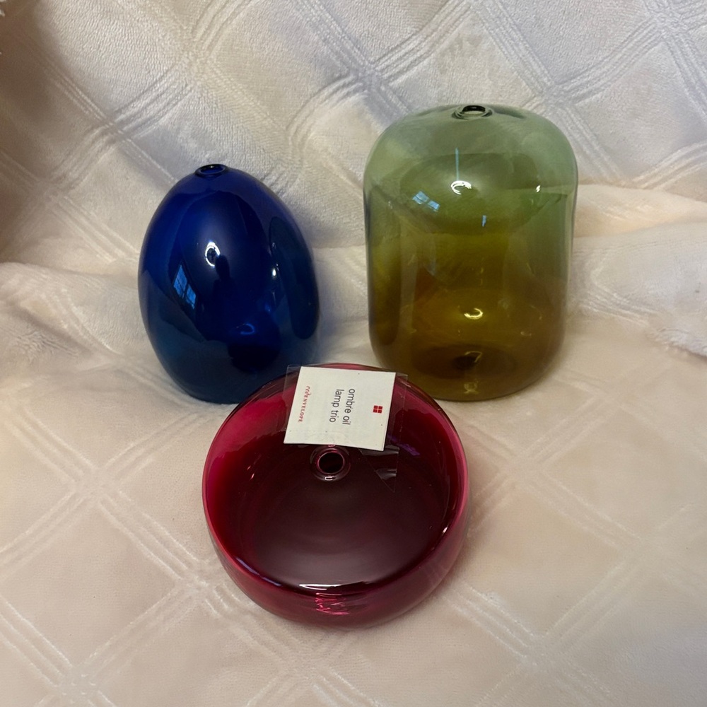 Red Envelope Colorful Glass Oil Lamps 3 Piece Set